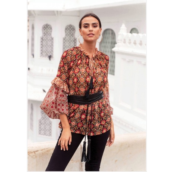 Miss June Tops - MISS JUNE**Bohemian Floral Blouse**$170 One Size